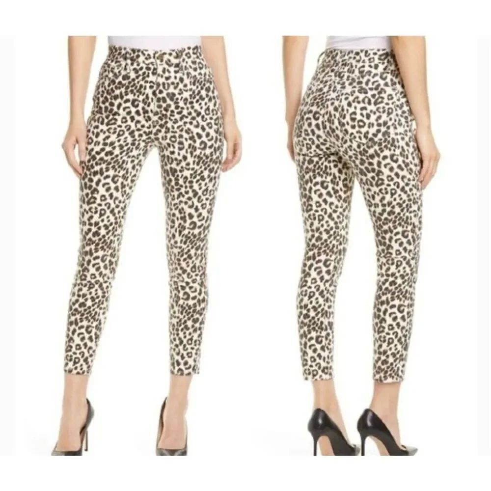 FRAME Ali high rise cigarette leopard jeans 27